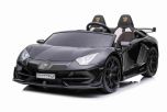 Coche eléctrico Lamborghini Aventador 12V para dos usuarios, Negro, Puertas de apertura vertical, Motor 2 x 12V, Batería 12V, Control remoto 2.4 Ghz, Ruedas EVA blandas, Suspensión, Arranque suave, Reproductor MP3 con USB, Licencia original