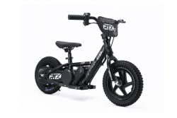 Bicicleta eléctrica para niños RIRIBIKE RTX3 24V (12"), negro, Batería de litio, Motor de 100W, Freno de disco, Asiento de PU blando ajustable