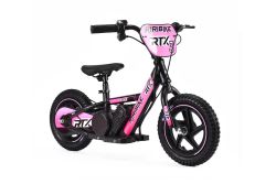 Bicicleta eléctrica para niños RIRIBIKE RTX3 24V (12"), rose, Batería de litio, Motor de 100W, Freno de disco, Asiento de PU blando ajustable