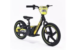 Bicicleta eléctrica para niños RIRIBIKE RTX6 24V (16"), amarillo, Batería de litio, Motor de 250W, Freno de disco, Asiento de PU blando ajustable