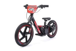 Bicicleta eléctrica para niños RIRIBIKE RTX6 24V (16"), rojo, Batería de litio, Motor de 250W, Freno de disco, Asiento de PU blando ajustable