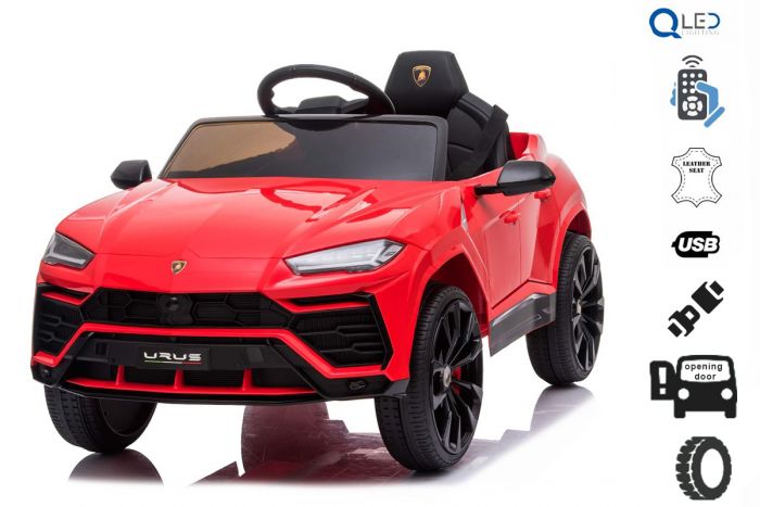 Paseo eléctrico en automóvil Lamborghini URUS, rojo, con licencia original,  alimentado por batería, puertas de apertura vertical, 2x motor, batería de  12 V, control remoto de  Ghz, ruedas suaves de EVA,